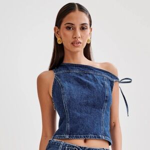 Meshki Matching Denim Skirt Set Size Medium. Like New